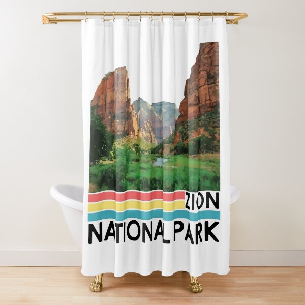 Disover Vintage Zion National Park Retro Utah Mountain Shower Curtain