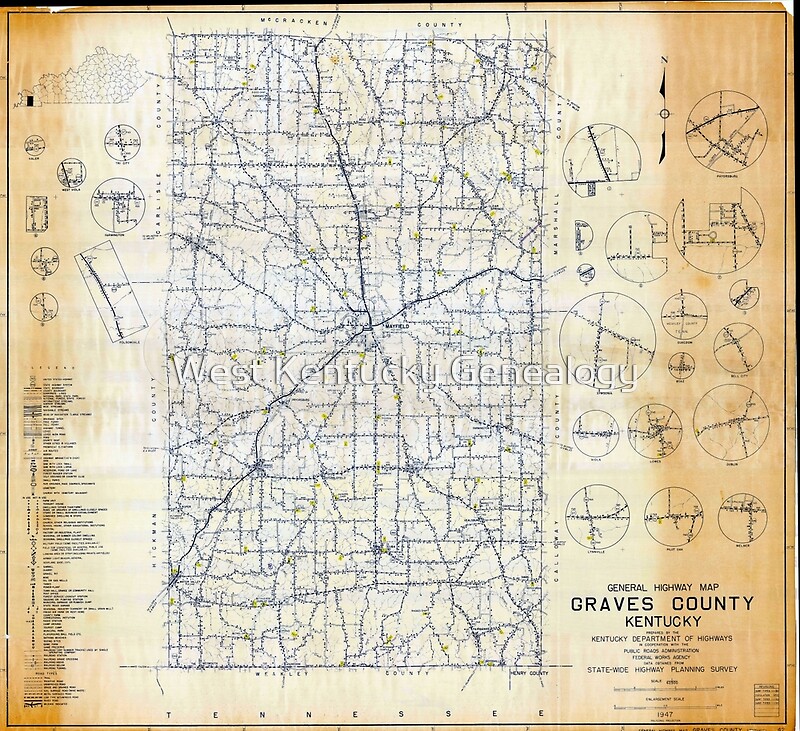 "1947 Graves County, Kentucky Map" by West Kentucky Genealogy Redbubble