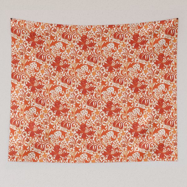 Item preview, William Morris Iris and Lily, Mandarin Orange designed and sold by Marymarice.