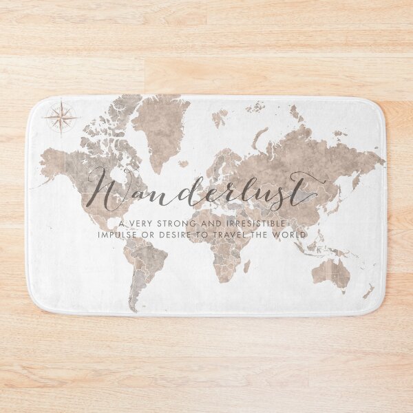 Item preview, Wanderlust world map in neutral watercolors designed and sold by blursbyai.