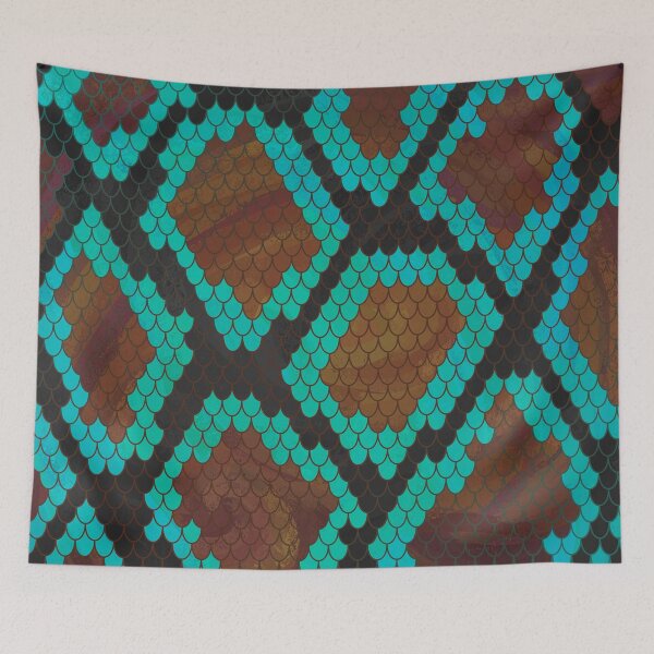 Item preview, Snake Brown and Teal Print designed and sold by ImagineThatNYC.