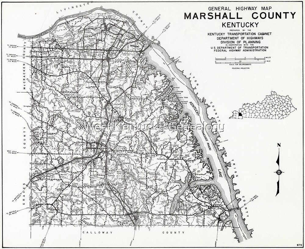 "Marshall County, Kentucky Map" by West Kentucky Genealogy Redbubble