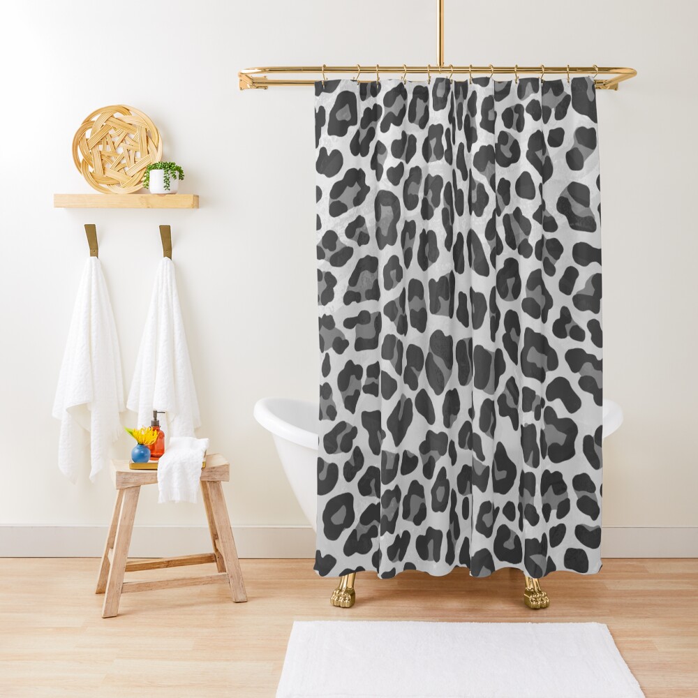 Leopard Gray and Light Gray Print Shower Curtain