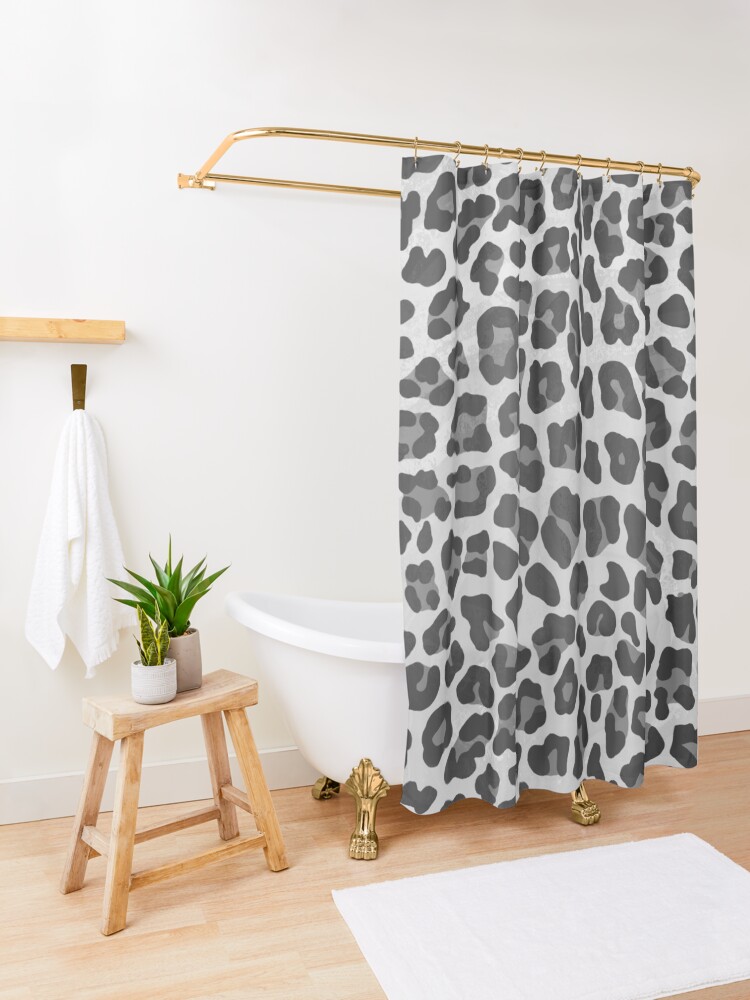 Alternate view of Leopard Gray and Light Gray Print Shower Curtain