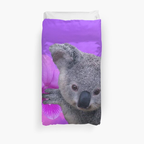 Koala and Orchids Duvet Cover