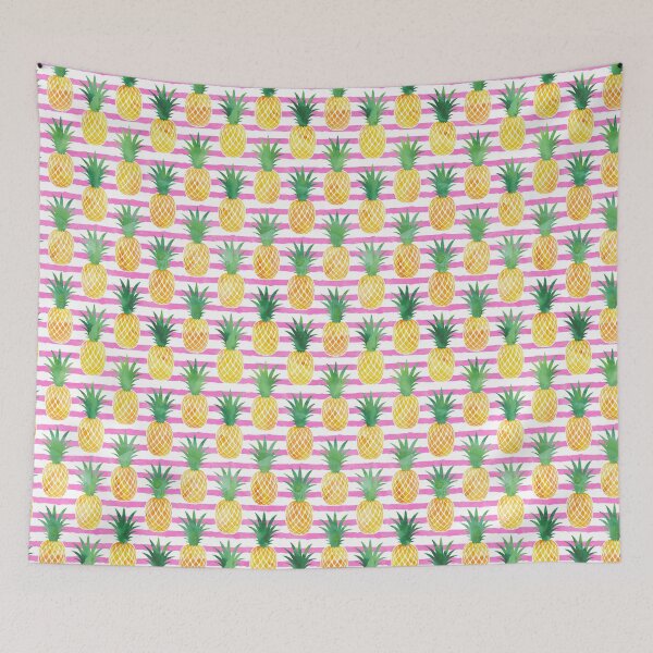 Item preview, Pineapples - pink stripes  designed and sold by littlearrow.