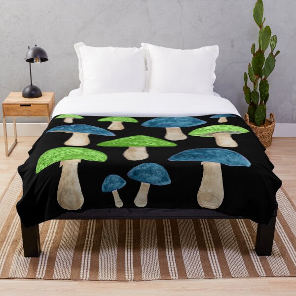 Shrooms Fungi Mushroom Mushrooms Watercolour Throw Blankets Redbubble