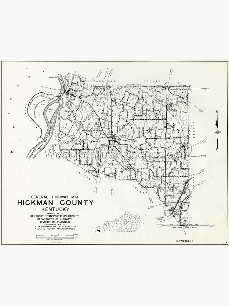 "Hickman County, Kentucky Map" Poster by westkygenealogy Redbubble