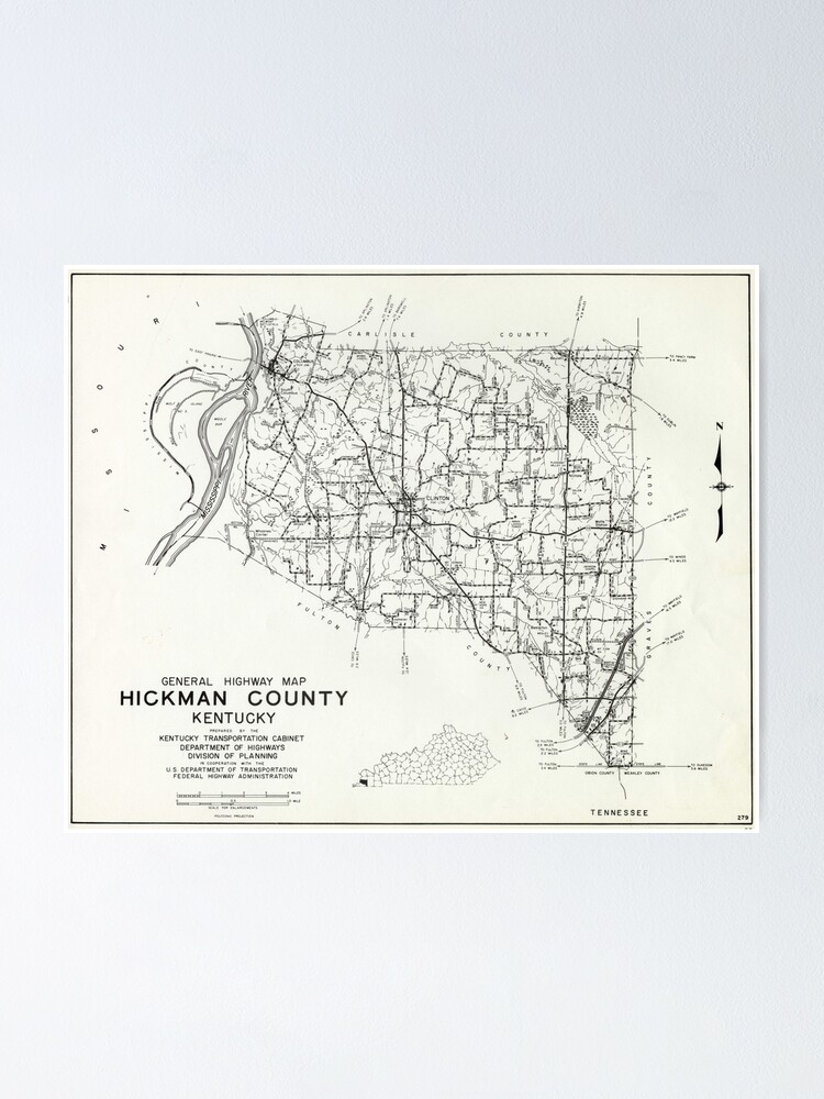 "Hickman County, Kentucky Map" Poster by westkygenealogy Redbubble