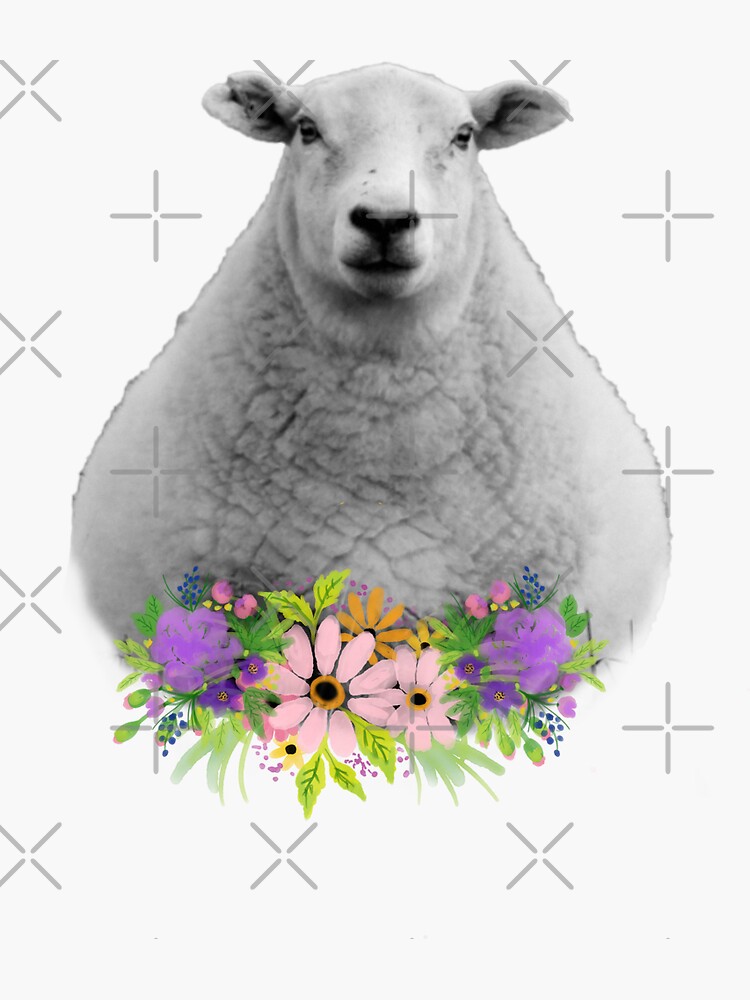 Floral Sheep in Field by tribbledesign