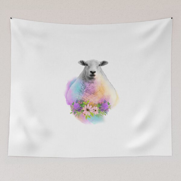 Item preview, Watercolor Floral Sheep in Field designed and sold by tribbledesign.