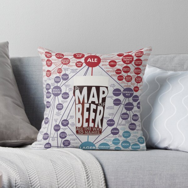 A Map of Beer Throw Pillow