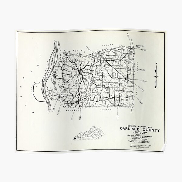 "Carlisle County, Kentucky Map" Poster by westkygenealogy Redbubble