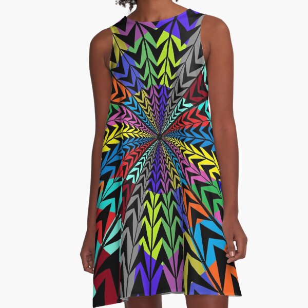 #Design, #abstract, #pattern, #illustration, psychedelic, vortex, modern, art, decoration A-Line Dress