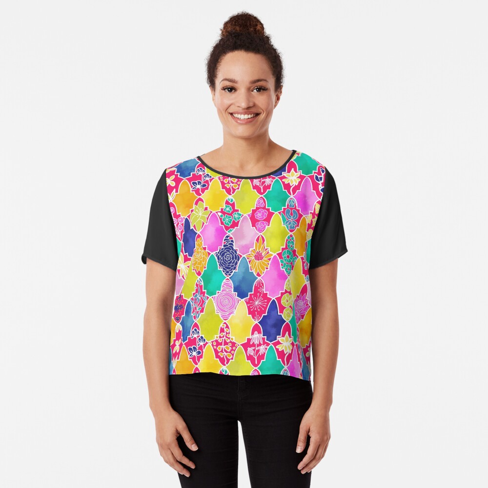 Marrakesh Floral Tiles Chiffon Top