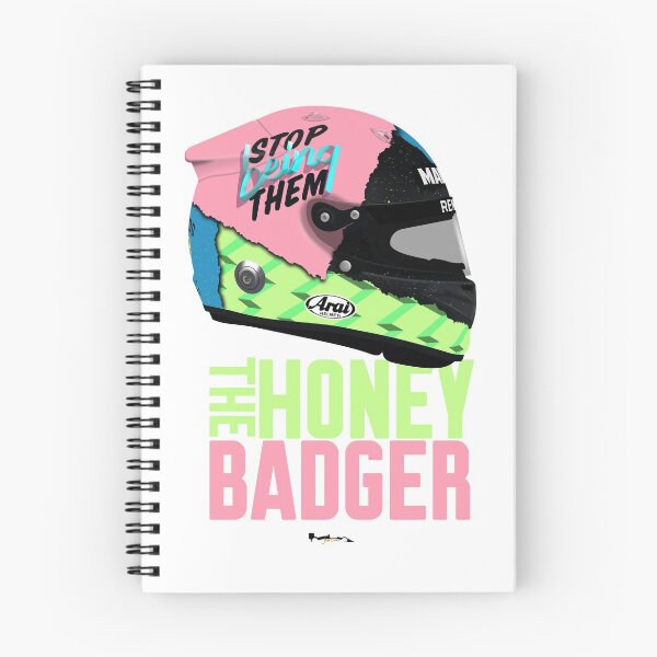 Item preview, Daniel Ricciardo - 2019 Helmet Tilted ( HONEY BADGER TEXT ) designed and sold by JageOwen.