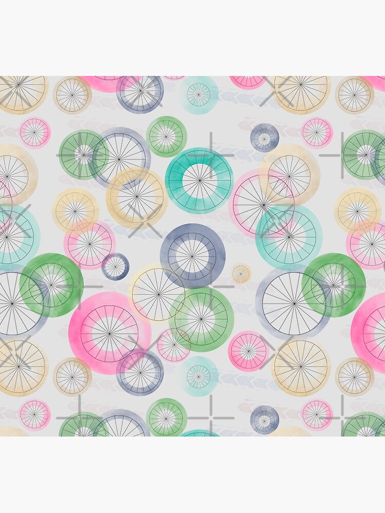 Watercolor Wheels on Gray by Stasiajahadi