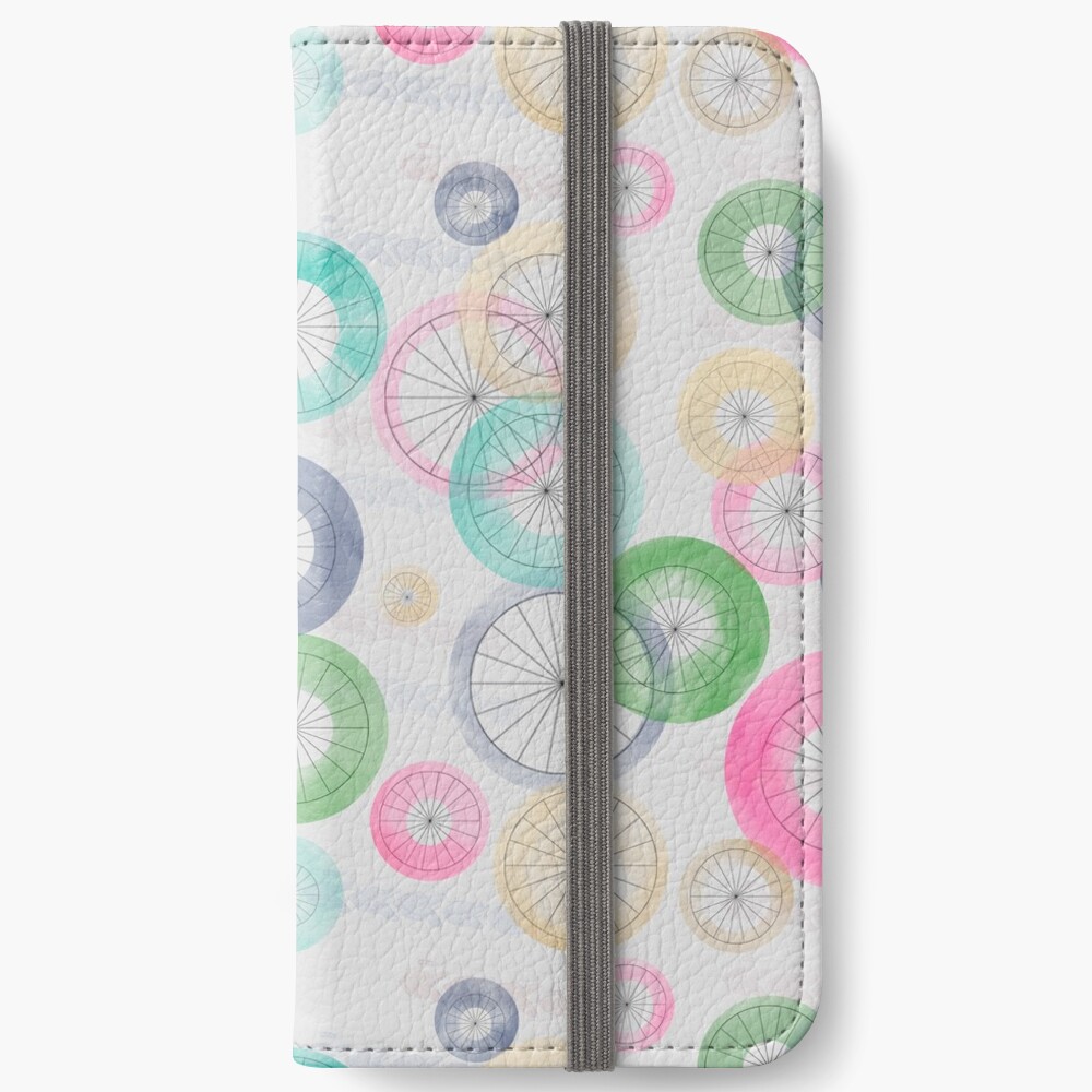 Watercolor Wheels on Gray iPhone Wallet