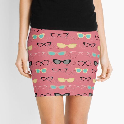1950's Specs on Pink Flamingo Mini Skirt