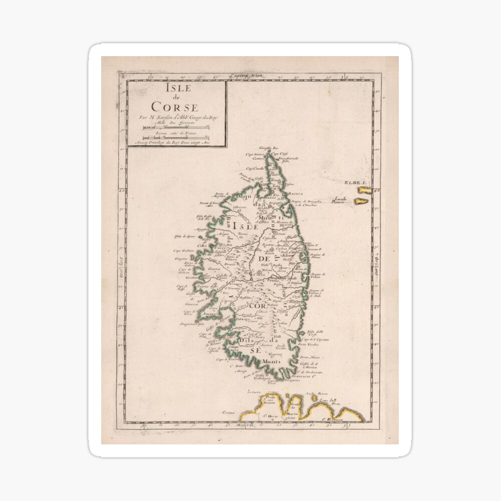 Vintage Map Of Corsica France 1697 Art Board Print By Bravuramedia Redbubble