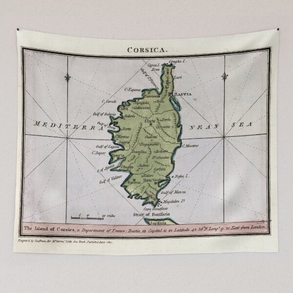 Item preview, Vintage Corsica France Map (1801) designed and sold by BravuraMedia.
