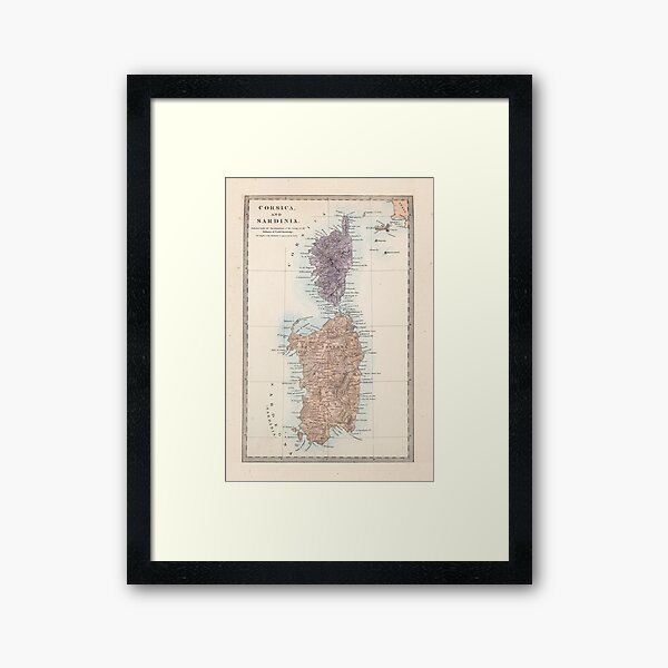 Item preview, Vintage Corsica and Sardinia Map (1865) designed and sold by BravuraMedia.