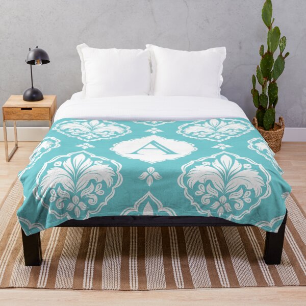 Item preview, Personalized Monogram. Royal flower. Turquoise and white decorative pattern. Initial letter A. designed and sold by Annartlab.