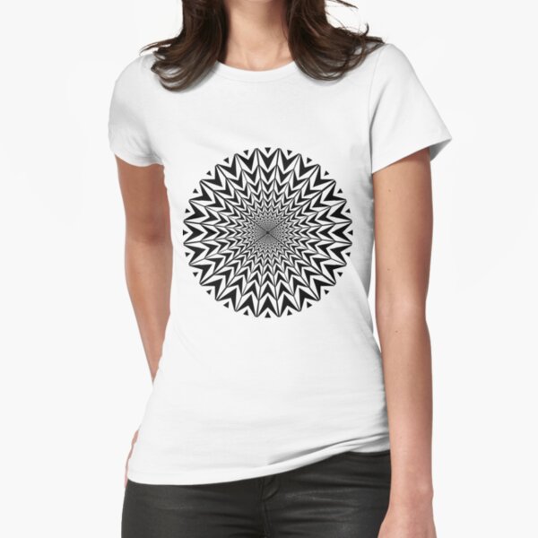 #Movement #Monochrome #Illusion, #Abstract drawing, spiral,helix,scroll,loop,volute,spire,helical,winding,corkscrew Fitted T-Shirt