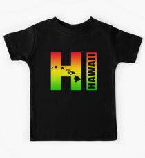 Großes Hawaii HALLO - Rasta Surfer-Farben Kinder T-Shirt