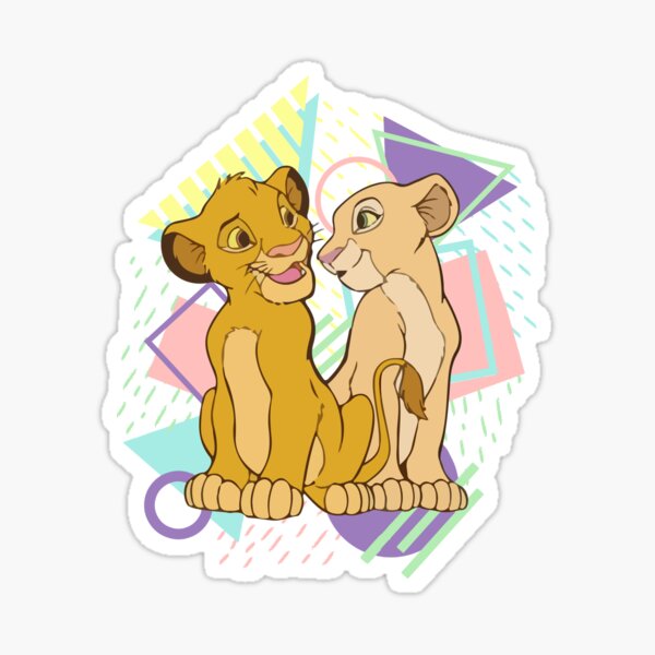 Retro Simba and Nala Sticker