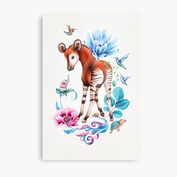 Young okapi by Maria Tiqwah Metal Print