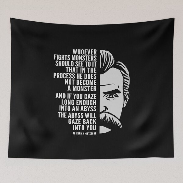 Item preview, Friedrich Nietzsche Inspirational Quote: The Abyss Will Gaze Back Into You designed and sold by Elvin Dantes.