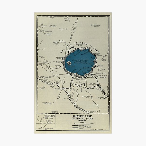Item preview, Vintage Crater Lake National Park Map (1919) designed and sold by BravuraMedia.