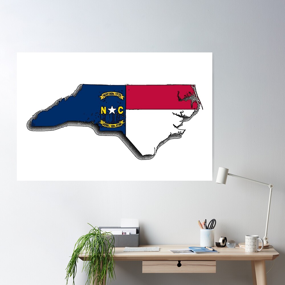North Carolina Flag State Shaped Sticker
