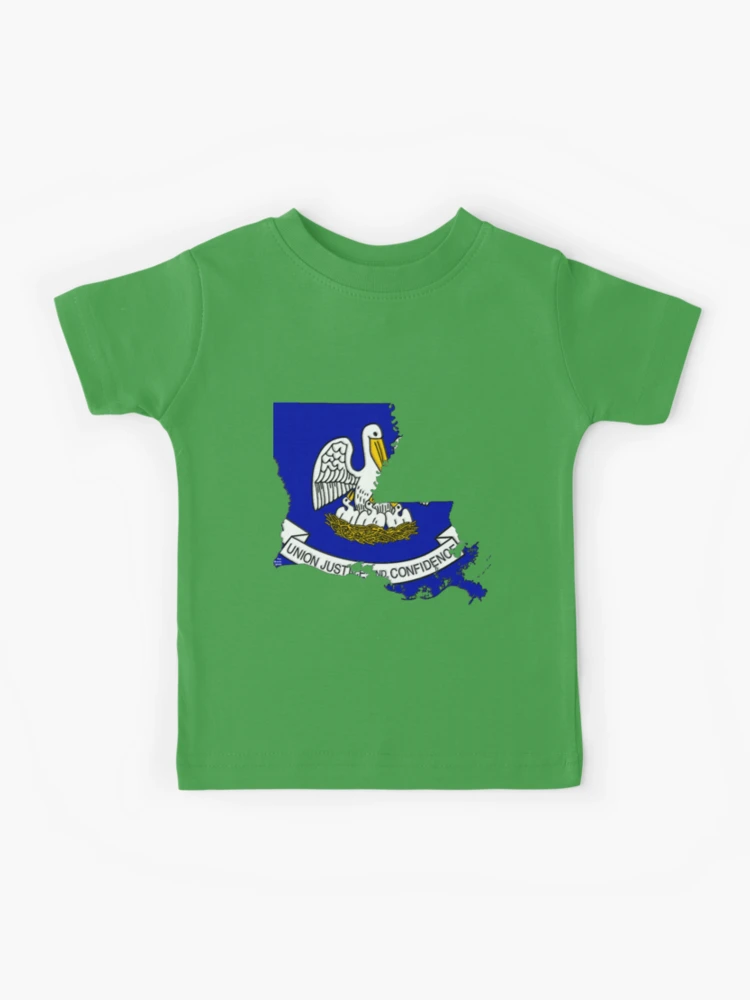 Louisiana Map with Louisiana State Flag Kids T-Shirt for Sale by Havocgirl