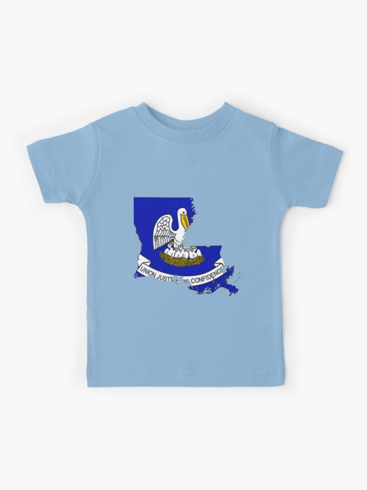 Louisiana Map with Louisiana State Flag | Kids T-Shirt
