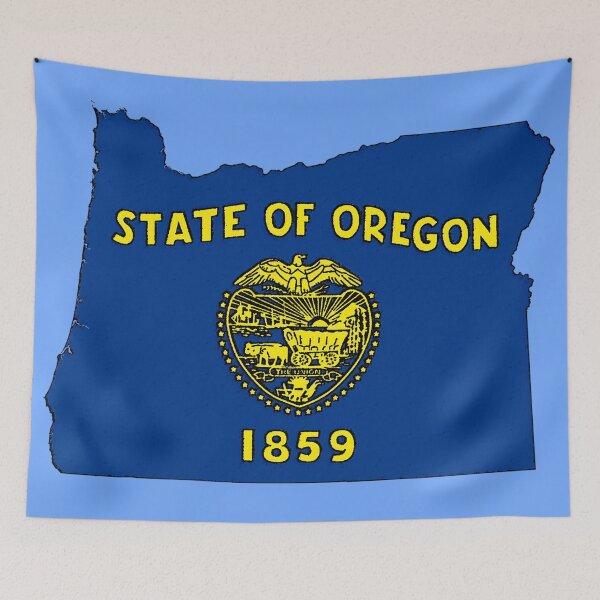 Item preview, Oregon Map with Oregon State Flag designed and sold by Havocgirl.