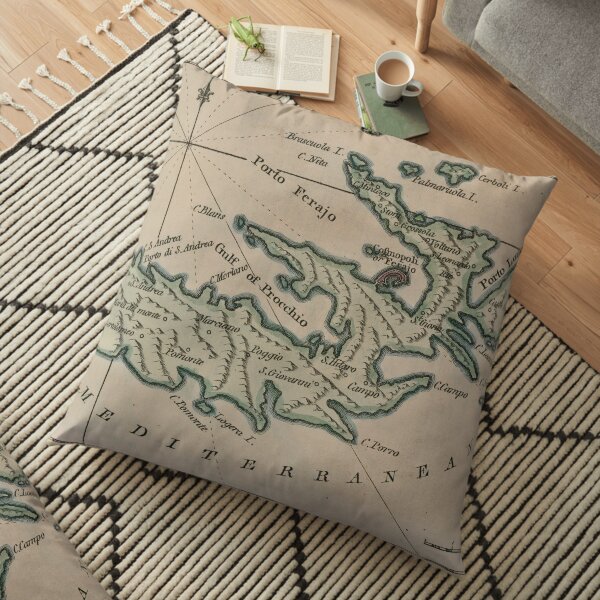 Vintage Elba Italy Map (1800) Floor Pillow