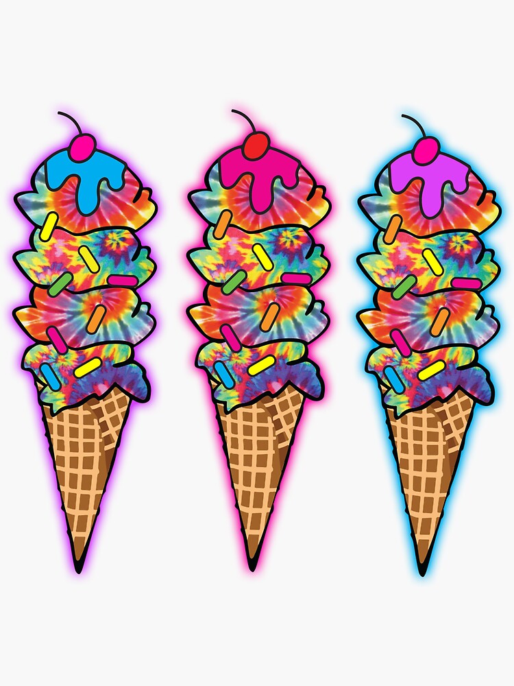 "Tie Dye Ice Cream Cones" Sticker for Sale by DaniKates Redbubble