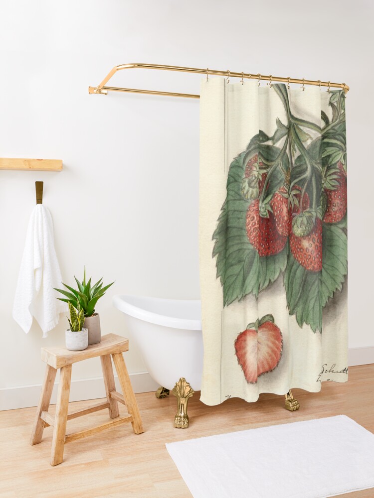 Alternate view of Vintage Strawberries Shower Curtain
