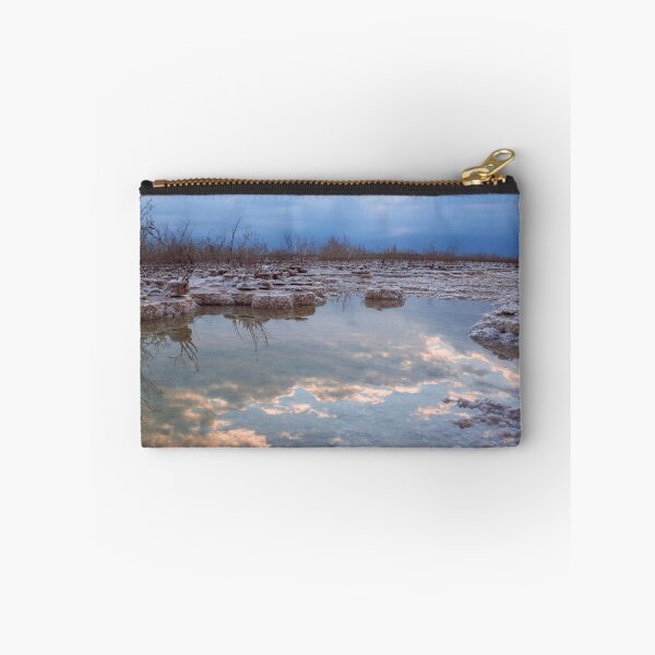 Item preview, Reflection of the sky, clouds and trees in the water of the Dead Sea between the salt formations at sunrise. designed and sold by EG Creativity Art.