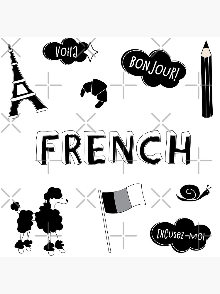 "Black French Language School Subject Sticker Pack" Poster for Sale by