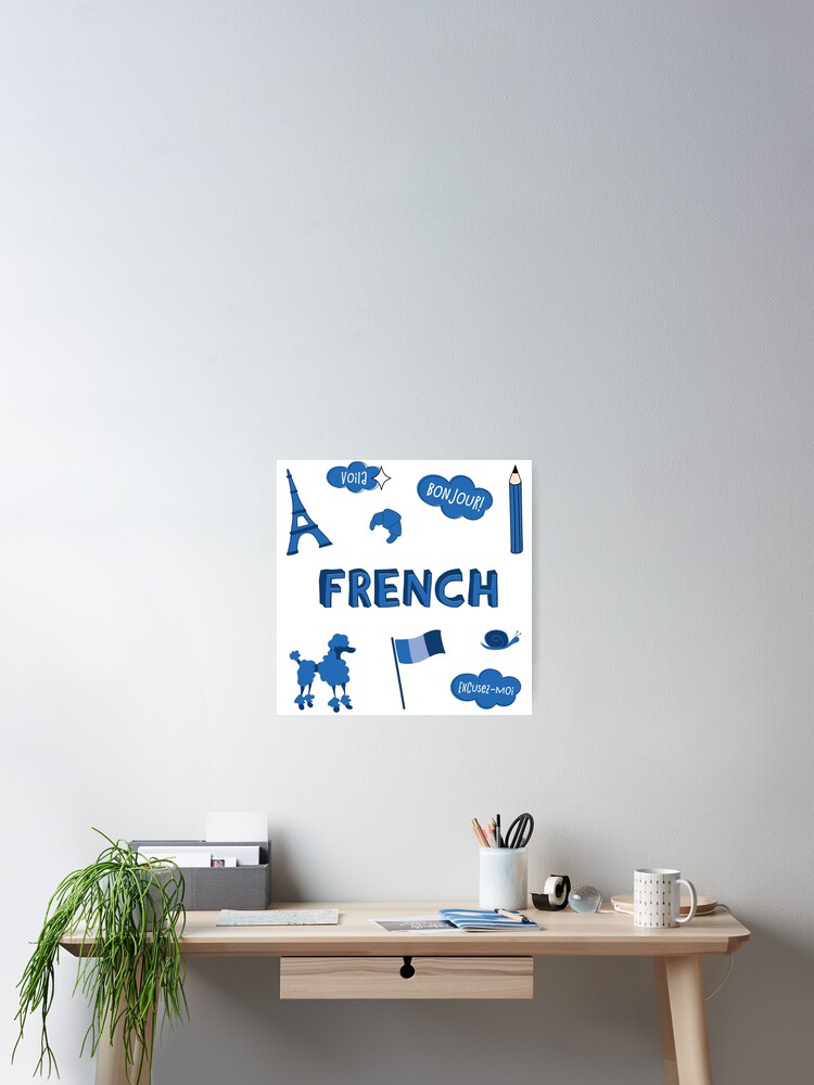 Thumbnail 1 of 3, Poster, Blue French Language School Subject Sticker Pack designed and sold by The-Goods.