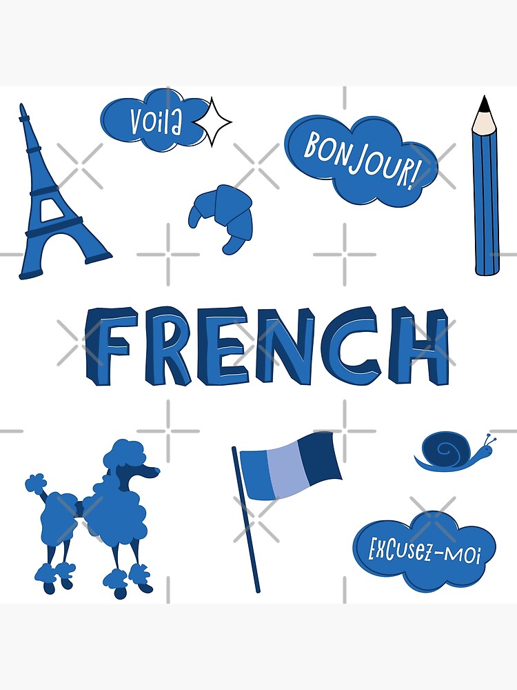 Thumbnail 3 of 3, Poster, Blue French Language School Subject Sticker Pack designed and sold by The-Goods.