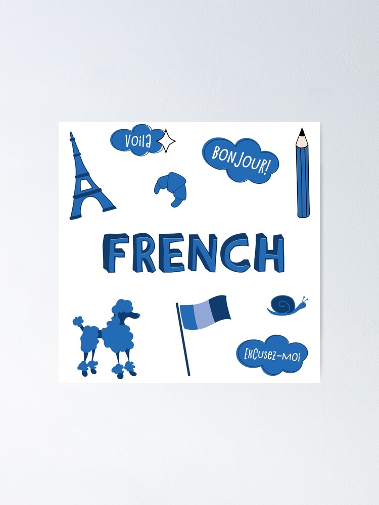 Thumbnail 2 of 3, Poster, Blue French Language School Subject Sticker Pack designed and sold by The-Goods.