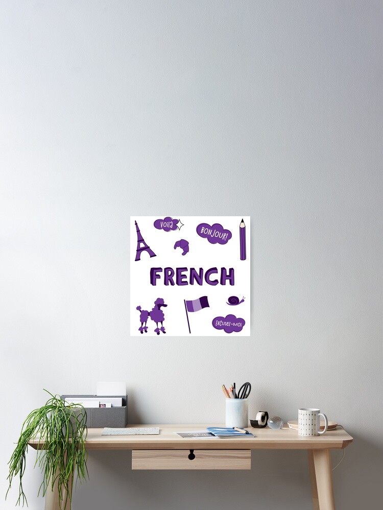 Thumbnail 1 of 3, Poster, Purple French Language School Subject Sticker Pack designed and sold by The-Goods.
