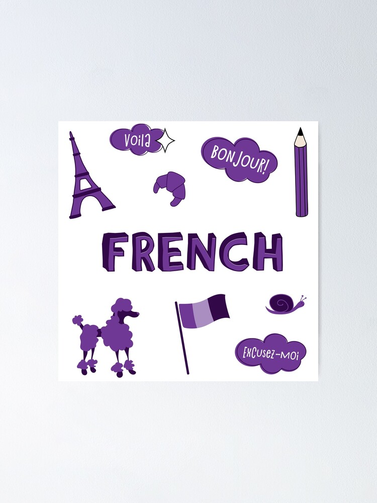 Thumbnail 2 of 3, Poster, Purple French Language School Subject Sticker Pack designed and sold by The-Goods.