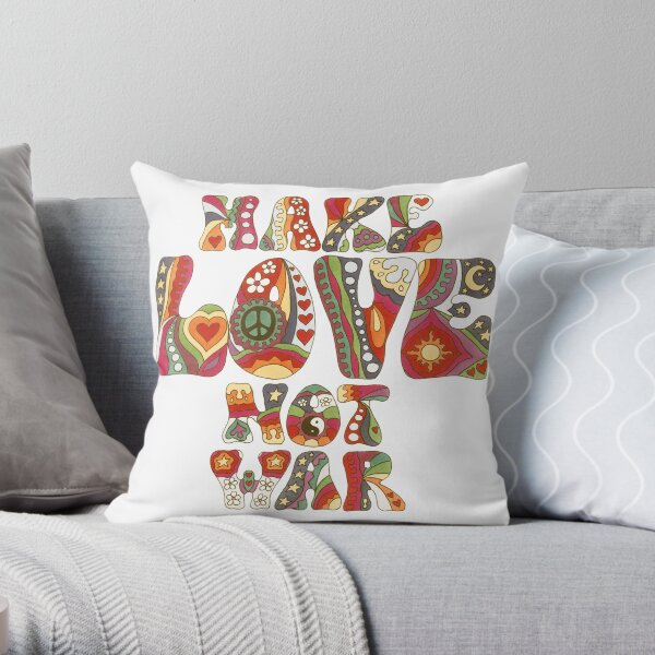 Vintage Love Not War Throw Pillow