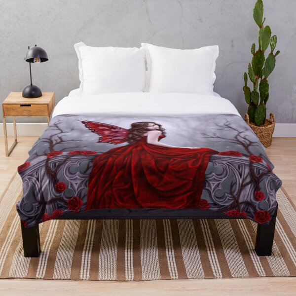 Winter Rose Butterfly Fairy Throw Blanket
