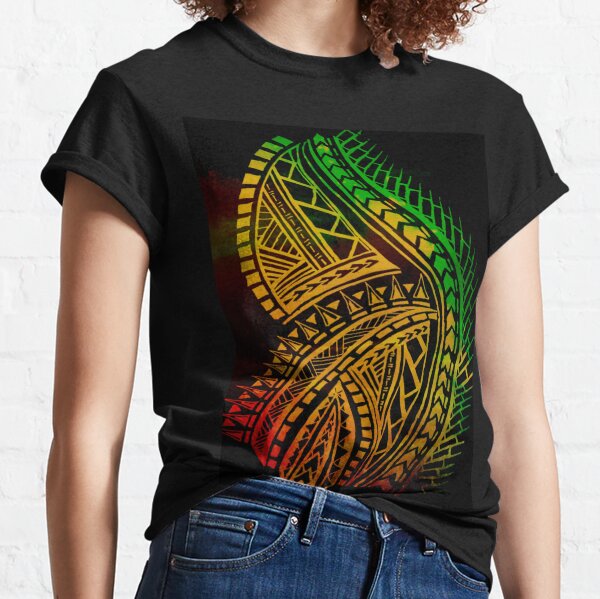 Womens Polynesian tribal Tongan Samoan islander design V-Neck T-Shirt